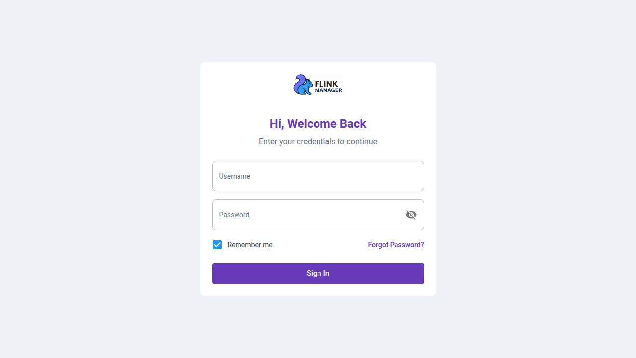 Flink Manager login page